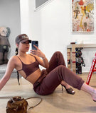 RIB CROPPED TOP SWEAT PANT SET