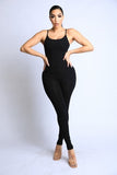 Black Basic Strappy Plunge Jumpsuit
