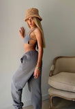 RIB CROPPED TOP SWEAT PANT SET