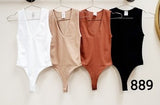 V Plinge Ribbed Tank Bodysuit